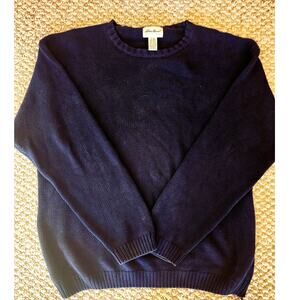 Eddie Bauer Blue 100% Cotton Fisherman Knit Sweater Coastal Grunge XXL